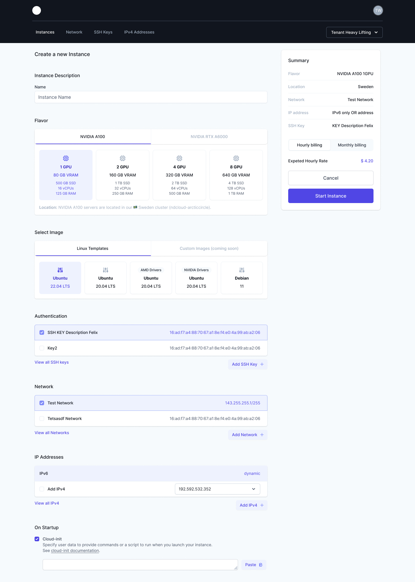 create instance